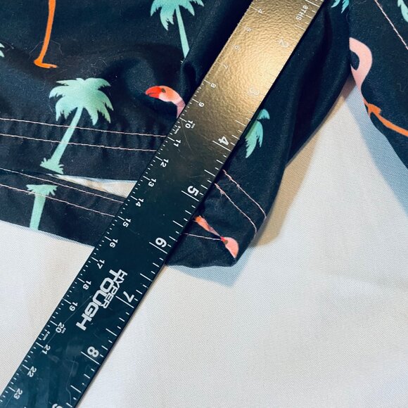 Mens Flamingo & Palm Tree Print Swim Trunks XXL Polyester - Picture 7 of 8